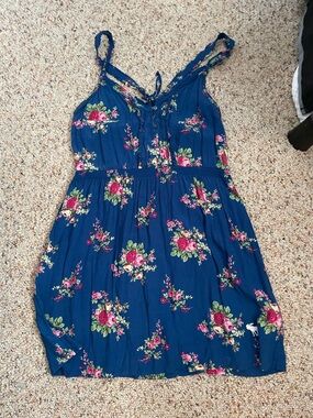 Abercrombie & Fitch Navy Floral Dress with Pink Roses